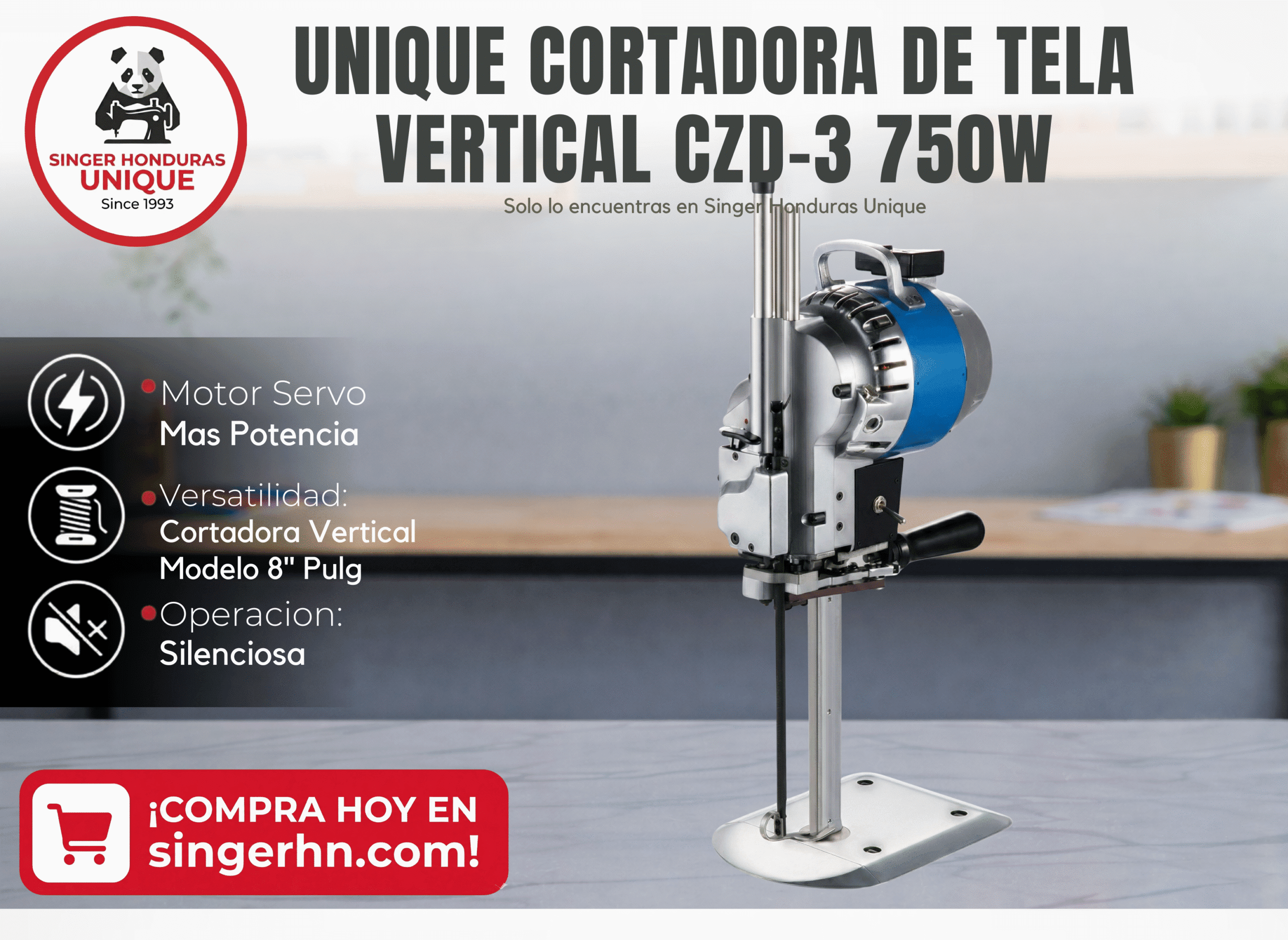 Cortadora de tela vertical UNIQUE CZD3- 8" – 750 W