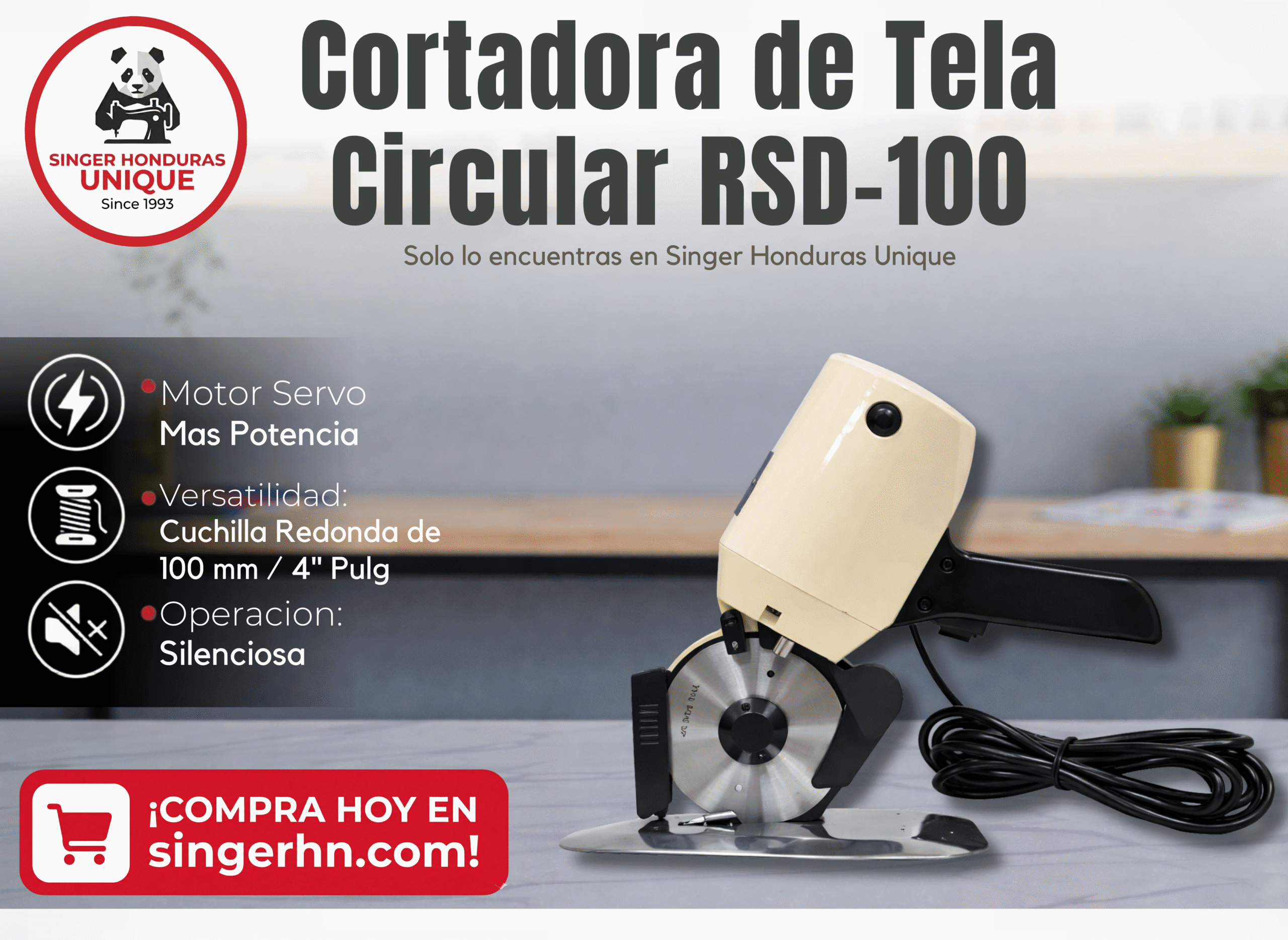 Cortadora de tela circular RSD-100 – Cuchilla 100 mm