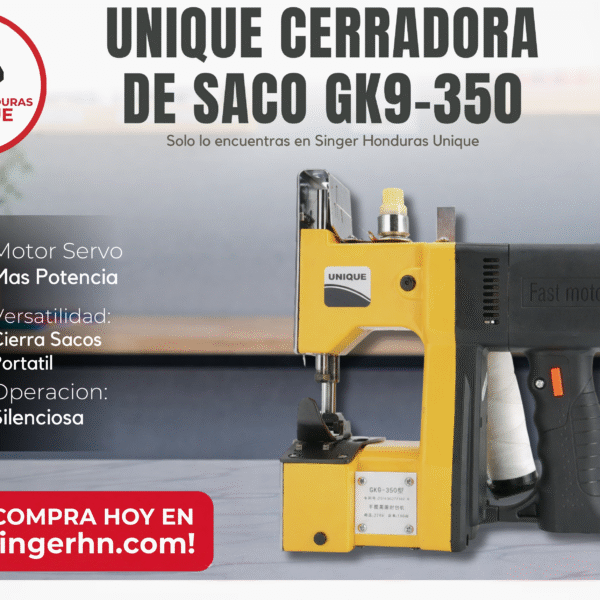 UNIQUE GK9-350 – Máquina Portátil para Cierre de Sacos (1 Aguja / 1 Hilo)