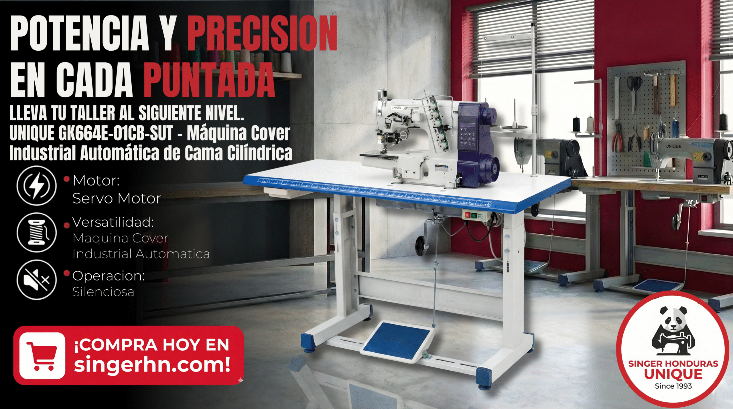 UNIQUE GK664E-01CB-SUT – Máquina Cover Industrial Automática de Cama Cilíndrica