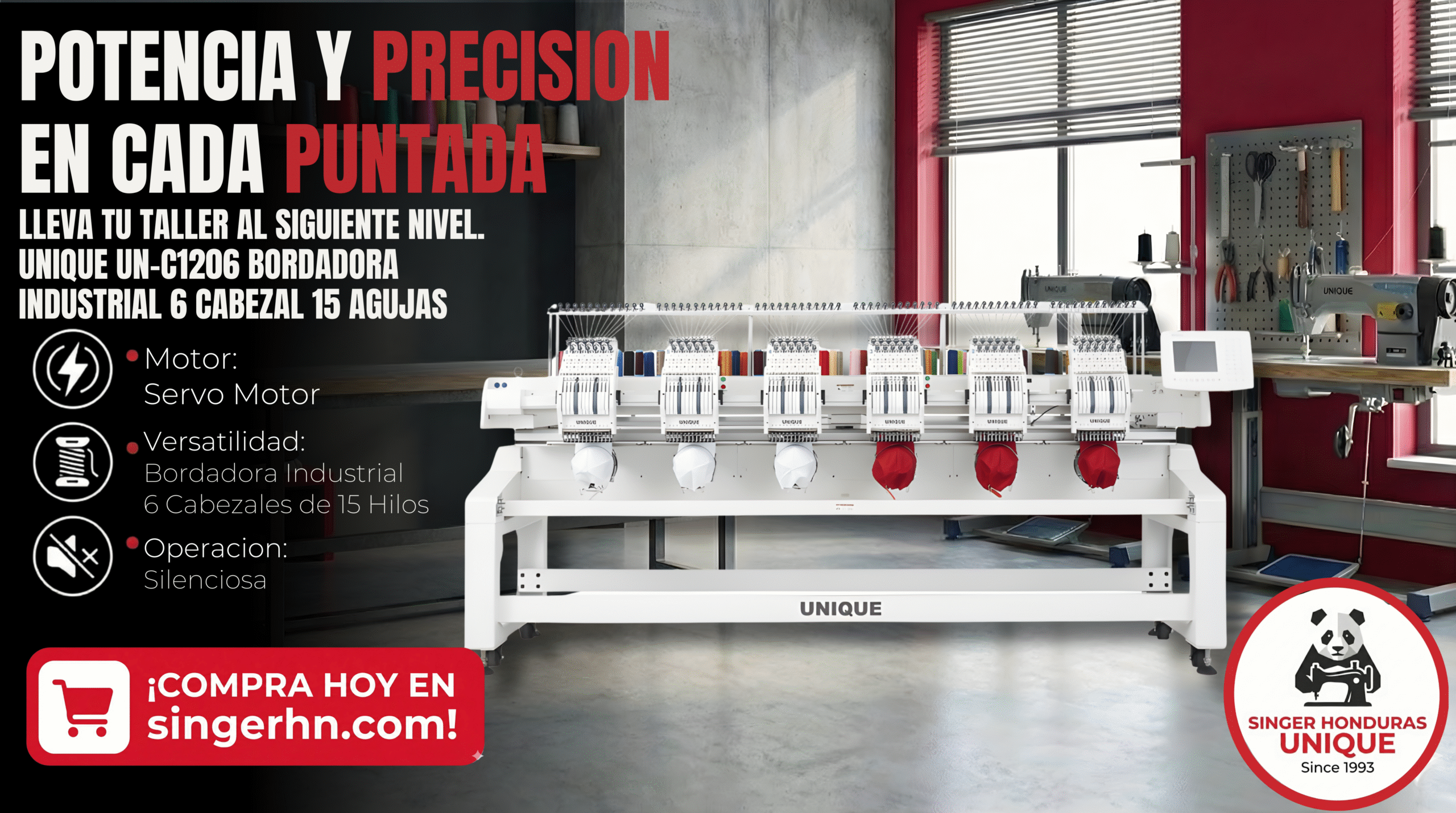 UN-C1206 BORDADORA INDUSTRIAL 6 CABEZAL