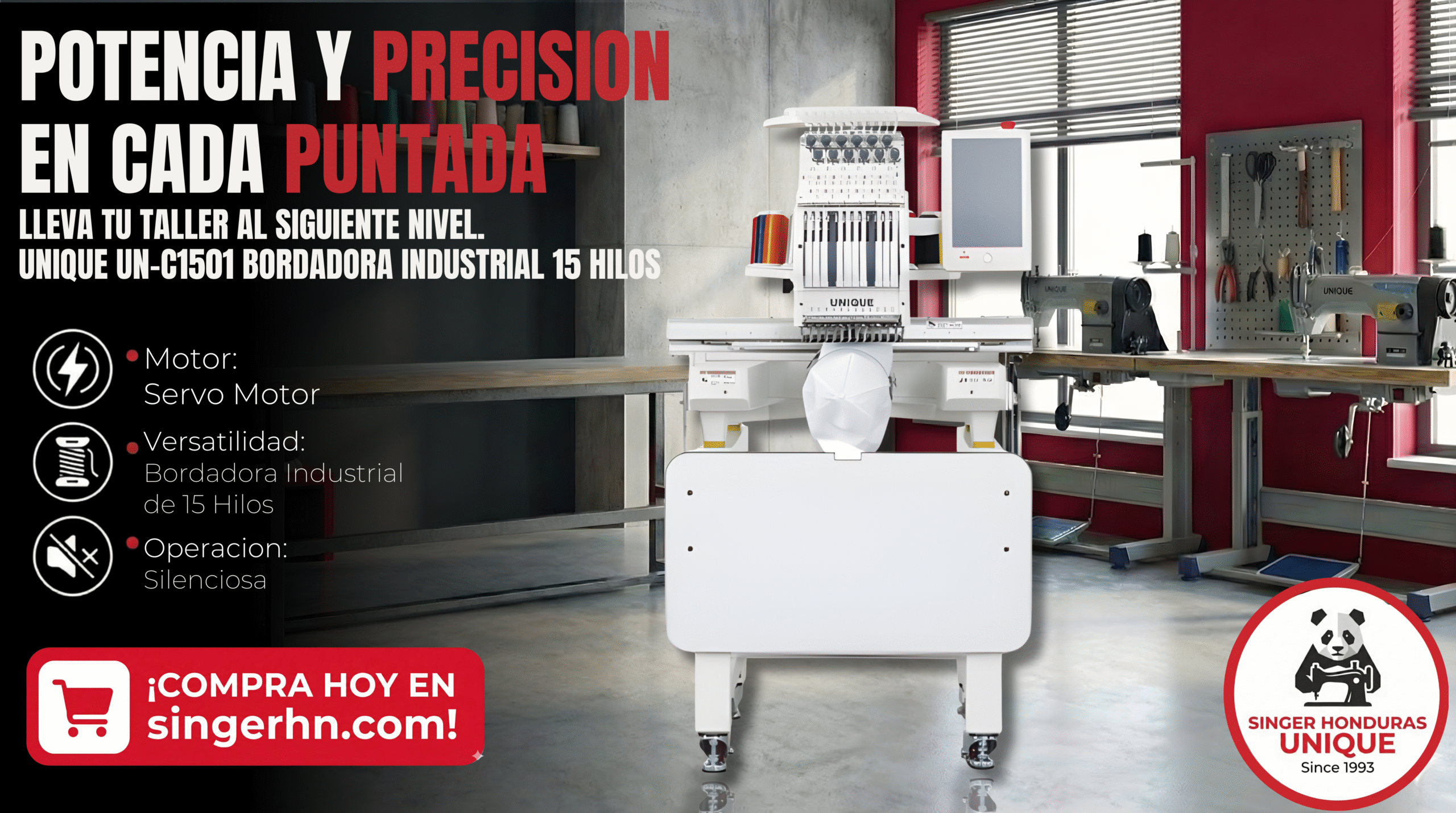 UN-C1501 BORDADORA INDUSTRIAL 15 HILOS