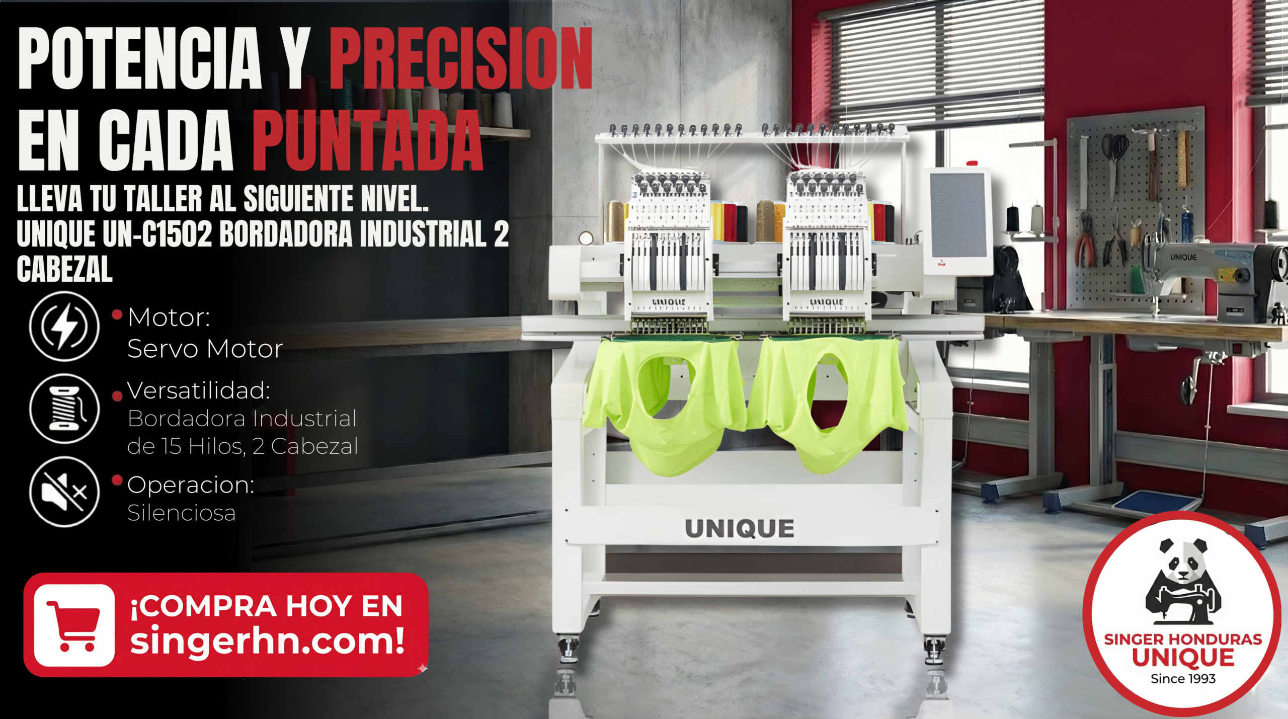 UN-C1502 BORDADORA INDUSTRIAL 2 CABEZAL