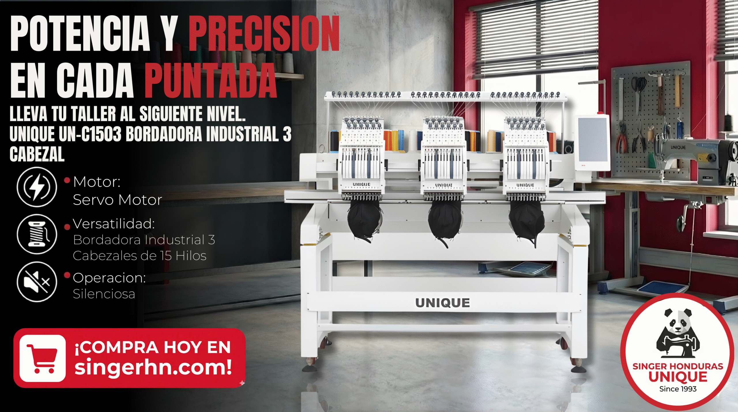UN-C1503 BORDADORA INDUSTRIAL 3 CABEZAL
