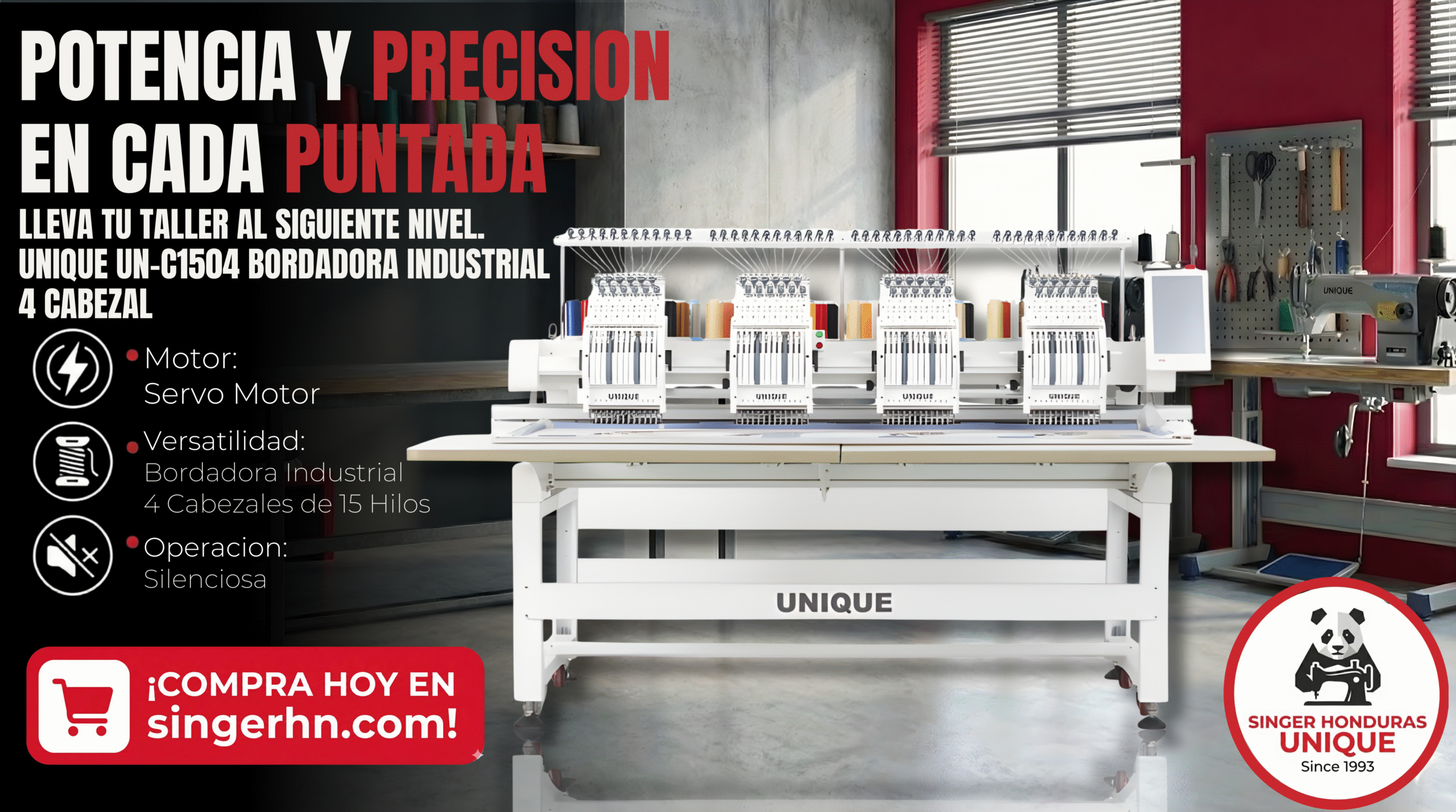 UN-C1504 BORDADORA INDUSTRIAL 4 CABEZAL