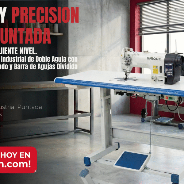 UNIQUE GC8452E – Máquina Industrial de Doble Aguja con Control Electrónico Integrado y Barra de Agujas Dividida