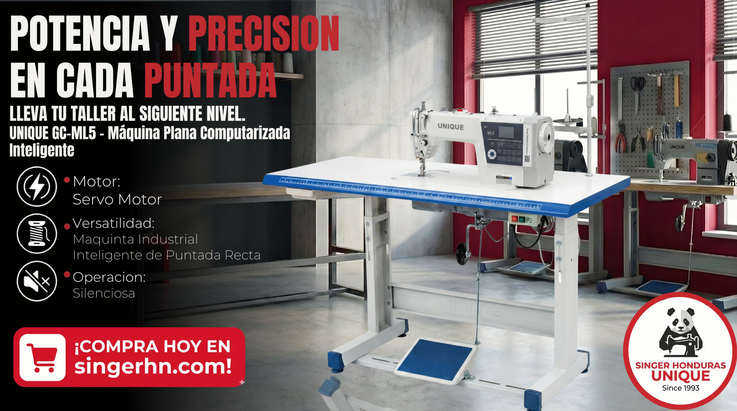 UNIQUE GC-ML5 – Máquina Plana Computarizada Inteligente (Lockstitch)